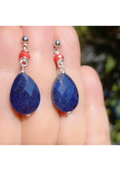 Sibelce 2253 Lapislazuli El Yapımı Küpe Lacivert