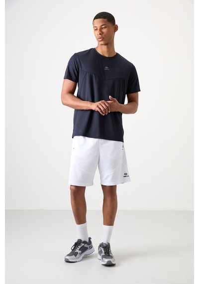 Tommy Life Lacivert Polyester Nefes Alan Dokulu İnce Esnek Standart Fit Erkek Performans T-shirt - 88391 Lacivert