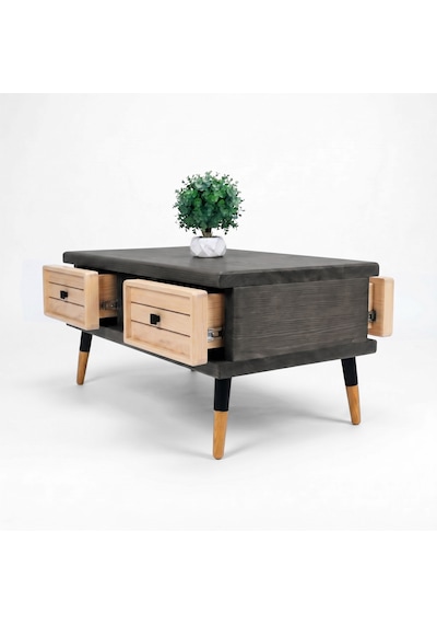 Mobenta Stria Brew: Modern Doğal Masif Orta Sehpa, 4 Çekmeceli - 110x60 An-bz Antrasit-krem Mobenta Stria Brew: Modern Doğal Masif Orta Sehpa, 4 Çekmeceli - 110x60 An-bz Antrasit-krem