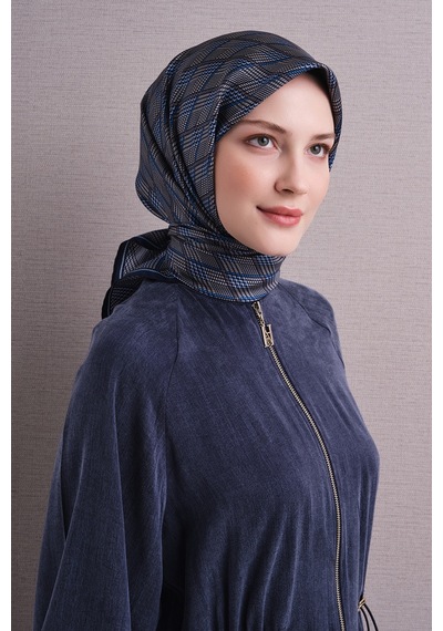 Armine Sura İpek Eşarp 2026-2027 - Sonbahar Kış-asm9626 Lacivert-Gri