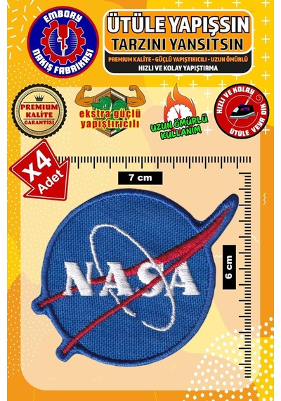 Ütü İle Yapışan Arma Yama, Nasa Logo 4 Adet Ütüyle Yapışan Nakış Dokuma Aplike Patch Diğer