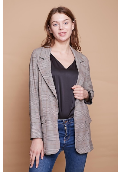 Ekoseli Yakalı Kolu Katlamalı Cep Kapaklı Boyfriend Hafif Likralı Kumaş Blazer Ceket-hardal Ekose Hardal Eks. Ekoseli Yakalı Kolu Katlamalı Cep Kapaklı Boyfriend Hafif Likralı Kumaş Blazer Ceket-hardal Ekose Hardal Eks.