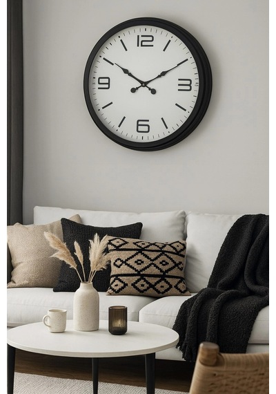 Zentime Siyah Modern Şık 60 Cm Metal Duvar Saati Çok Renkli