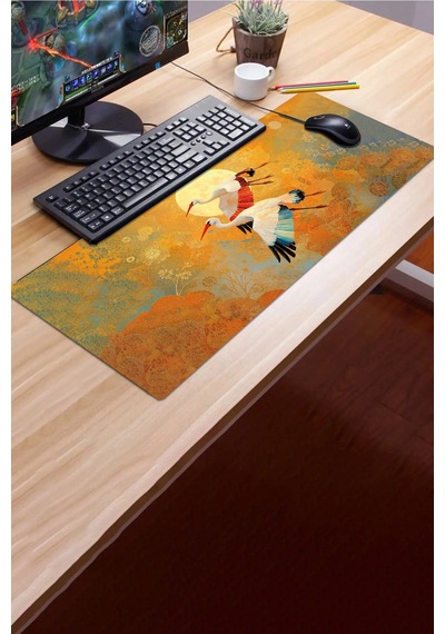 SonicTouch Klavye Mousepad 32x70cm Dikişsiz Kaymaz Taban Vefanın Kanatları Leylek Temalı