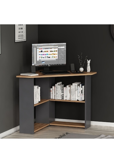 Corner Çalışma Masası Bilgisayar Masası Ofis Masası Kemençe - Antrasit Corner Çalışma Masası Bilgisayar Masası Ofis Masası Kemençe - Antrasit