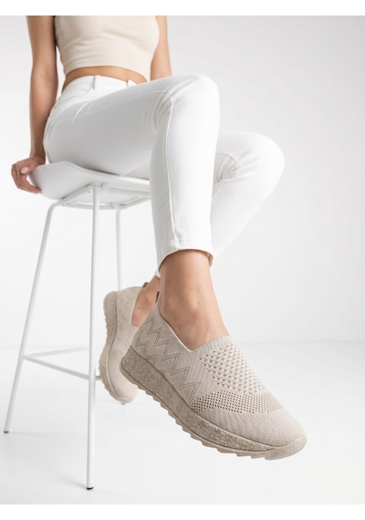 Nesilshoes Nesil Shoes Aky 055 Krem Triko Yazlık Kadın Ayakkabı