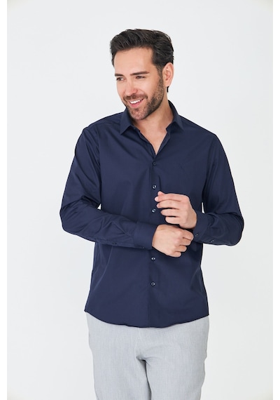 White Stone Lacivert Dynamic Fit Uzun Kollu Erkek Gömlek