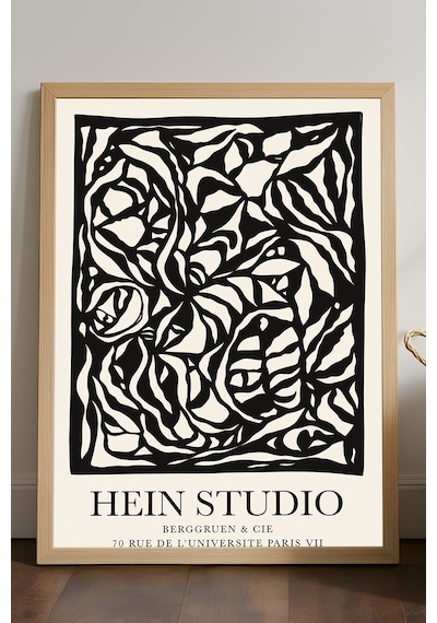 Hein Studio Doğal Ahşap Çerçeveli Poster, Dekoratif Sanatsal Duvar Tablosu
