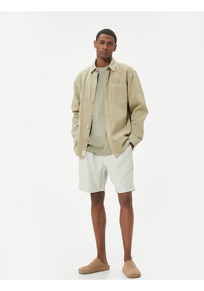 Koton Bermuda Şort Chino Beli Bağcıklı Cep Detaylı Rayon Kumaş Gri 4sam40068hw Gri