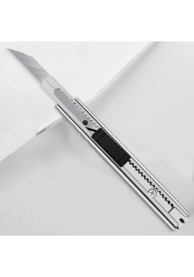 3 Adet İnce Metal Gövdeli Cep Tipi Mini İnce Maket Bıçağı Falçata 9mm