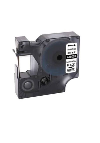 Tonersepeti Rhinopro 18053 Beyaz/siyah Isıyla Küçülen Muadil Şerit 9mm X 1,5mt 50