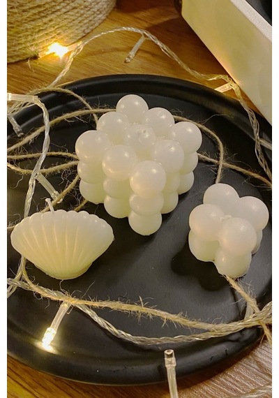 Bernami Mumluk Şamdanpinterest Dekoratif Büyük Bubble Mum, Küçük Bubble Mum, Istiridye Mum 3'lü Set Diğer