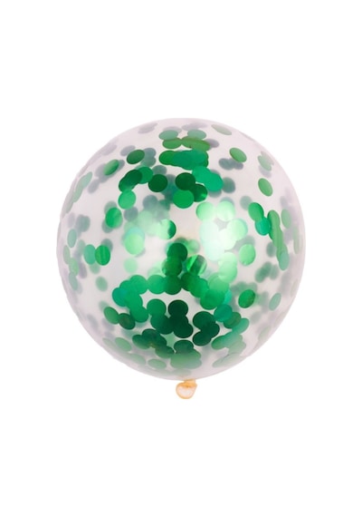 Pazarız Konfetili Balon Pullu Şeffaf Balon Seti 20 Adet Yeşil