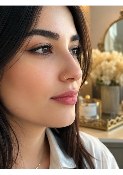 925 Ayar Gümüş Altın Renk Halka Burun Hızması Piercing Unisex Minimal Burun Piercing