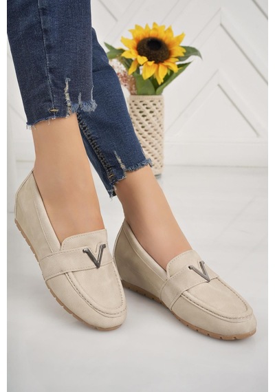 Nesilshoes Nesil Shoes Minal Gd06 Bej Gizli Topuk Kadın Ayakkabı