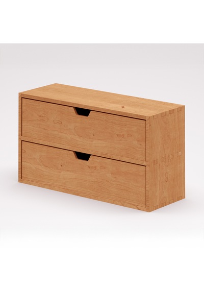 Desna İki Katlı İki Çekmeceli Mini Dolap 34 Cm Uzunluk X 12.1 Cm Genişlik X 18.4 Cm Woodsaka Doğal Ahşap