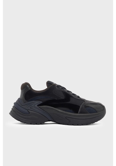 Emporio Armani Süet Detaylı Sneaker Ayakkabı Erkek Ayakkabı Em004828 Af23184 Mz312 Siyah-lacivert