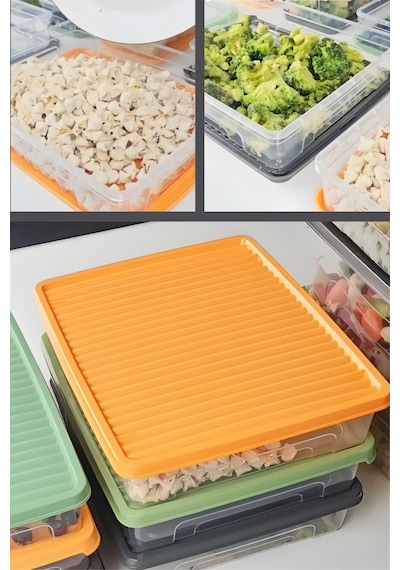 3 Lü Geniş Buzdolabı Düzenleyici Set, Buzluk Derin Dondurucu Buzdolabı İnce Saklama Kabı 3x3100ml Çok Renkli