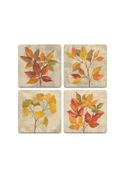 Coasterstone Set-kasım Yaprakları-sonbahar Temalı Emici İçecek Bardak Altlıkları, Büyük 4,25 İnç Genişlik, Sonbahar Dekoru 1