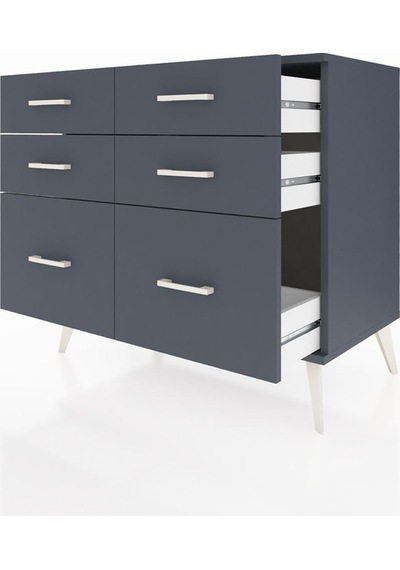 Hyperion Şifonyer 6 Çekmeceli 88x44x80 Antrasit-antrasit Antrasit Hyperion Şifonyer 6 Çekmeceli 88x44x80 Antrasit-antrasit Antrasit