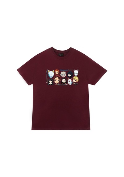 Damon Slayer Anime Baskılı Tshirt Çok Renkli