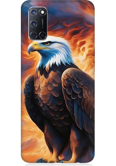Oppo A52 Uyumlu Siyah Beyaz Kartal Desenli Silikon Kılıf