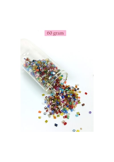 Kesme Cam Boncuk 2mm - 60 Gram - Karışık Renkli - Bnc357