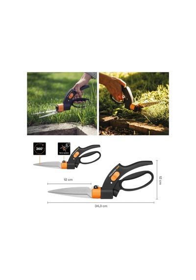 Çim Kenarı Makası, Servo Sistemli, Kullanışlı, Uzunluk: 32 Cm, Çelik Bıçaklar/plastik Sap, Siyah/turuncu/gri, G