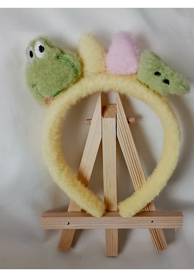 Kaplumbağa Figürlü Kız Çocuk Peluş Taç Sarı