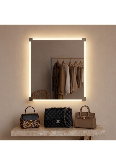 40x60 Cm Linea Frame Led Dimmable Dokunmatik Dikdörtgen Ayna Günışığı 3000k Sarı