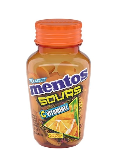 Mentos Sours Portakal Aromalı Şeker 49 Gr 12'li Paket
