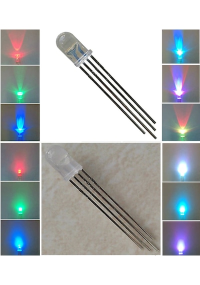 10 Adet 5Mm 4 Pin Rgb Led Flash Kırmızı Yeşil Mavi Arduino