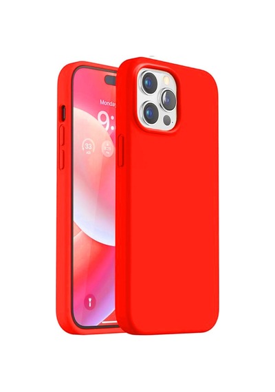 Apple iPhone Uyumlu 15 Pro Max Lansman Arka Kapak Silikon Kılıf Kirmizi