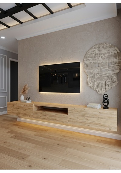 Resital Ledli Duvara Monte Tv Sehpası - Çam - W6016-6 Çam Resital Ledli Duvara Monte Tv Sehpası - Çam - W6016-6 Çam