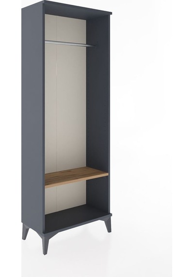 Arges Dolap Tek Raflı Kapaklı Tek Askılı 60x30x163 Antrasit-çam Antrasit