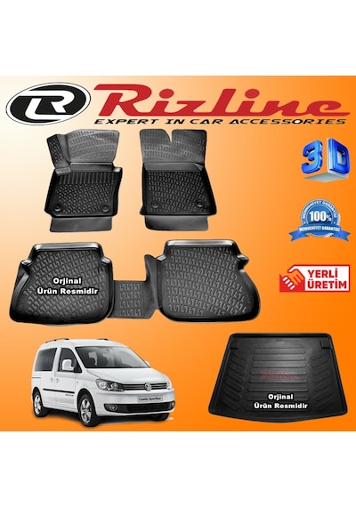 Vw Caddy 3D Paspas + Bagaj Havuzu 2010-2015 Arası Set Rizline N11.21328