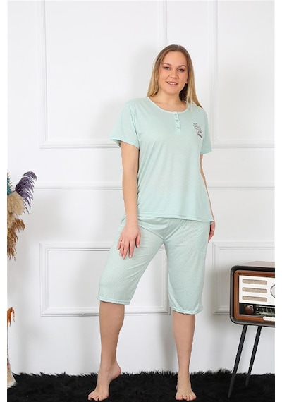Akbeniz Kadın Büyük Beden Viscon Su Yeşili Kapri Pijama Takım 202193 - 10 - 11 Çok Renkli Akbeniz Kadın Büyük Beden Viscon Su Yeşili Kapri Pijama Takım 202193 - 10 - 11 Çok Renkli