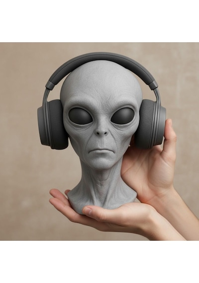 Happy3dworld Uzaylı Büst Kulaklık Standı, 3d Baskı Bilim Kurgu Masaüstü Dekor