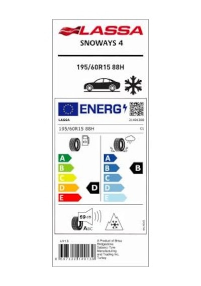 Lassa 195/60 R15 88H Snoways 4 Kış Lastiği 2025