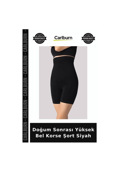Carlburn Özel Seri Doğum Sonrası Yüksek Bel Korse Şort Siyah Esnek Gün Dönem