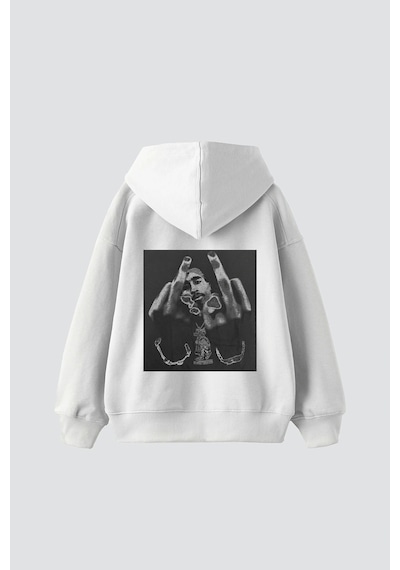 Startmore 2pac All Eyez On Me Baskılı Oversize Unisex Premium Beyaz Beyaz