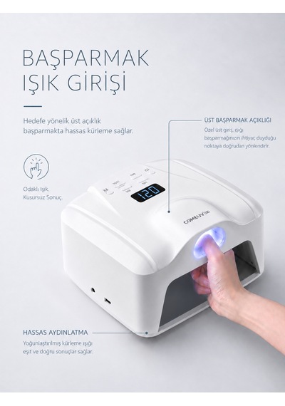 L8 Başparmak Kabinli 78 Ledli Dual Tırnak Kurutucu Uv Led Lamba Çift Girişli Manikür Pedikür Tırnak Lambası Beyaz