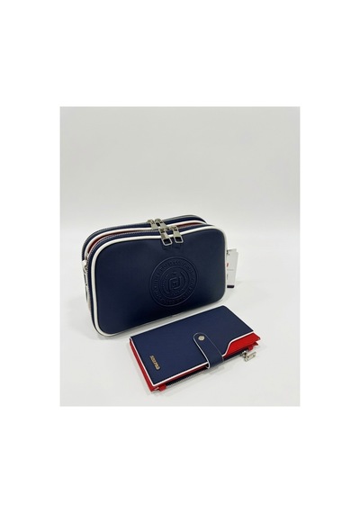 Just Polo Orijinal Kadın Lakost Ayarlanabilir Askılı Çapraz Omuz Çantası Ve Cüzdanı Kombin Shoulder Bag Lacivert - Kırmızı