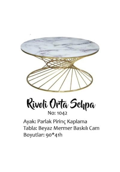 Brc Rivoli Orta Sehpa Model 1042 Beyaz Mermer Cam Metal Transmisy Brc Rivoli Orta Sehpa Model 1042 Beyaz Mermer Cam Metal Transmisy