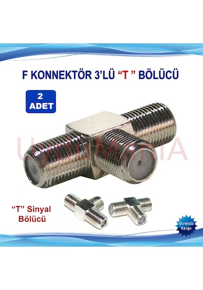 F T Konnektör 3'lü Sinyal Bölücü 2 Adet