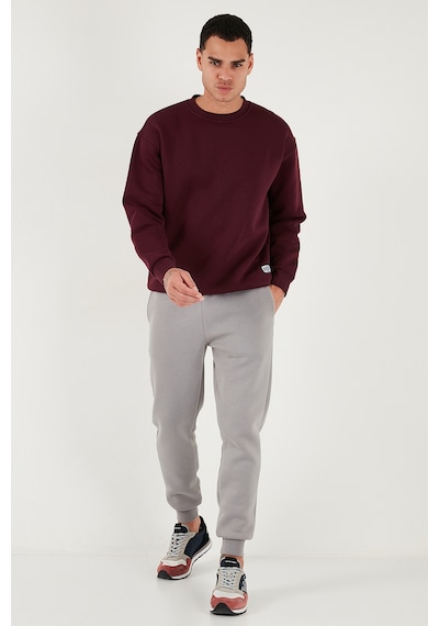 Buratti Regular Fit Bisiklet Yaka Pamuklu Içi Tüylü Yumuşak Şardonlu Erkek Sweat 5905255 Vişne