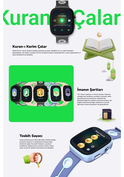 Iqibla Qwatch Aman K2 Akıllı Çocuk Saati (Distribütör Garantili)