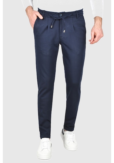 Deepsea Erkek Lacivert Beli Lastikli Slim Fit Likralı Duble Paça Penye Spor Pantolon 2502385 Lacivert