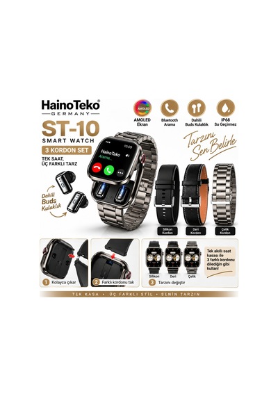 Haino Teko ST-10 Buds Kulaklıklı  Akıllı Saat (İthalatçı Garantili)