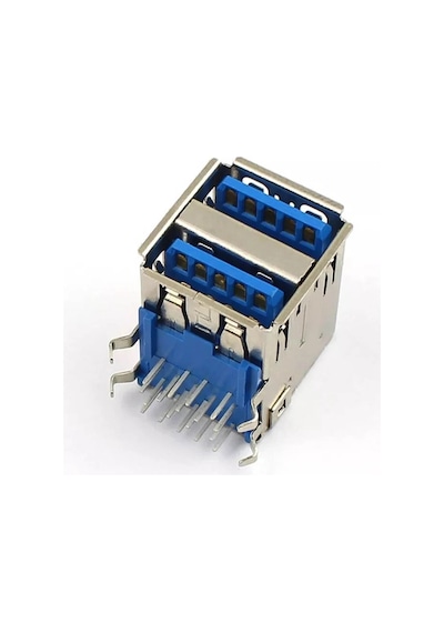 Ic-265e İkili Usb3.0 Konnektör A Tip Şase Dişi 90 Mavi
